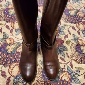 Ralph Lauren Elegant Brown Leather Knee-High Boots Size 6